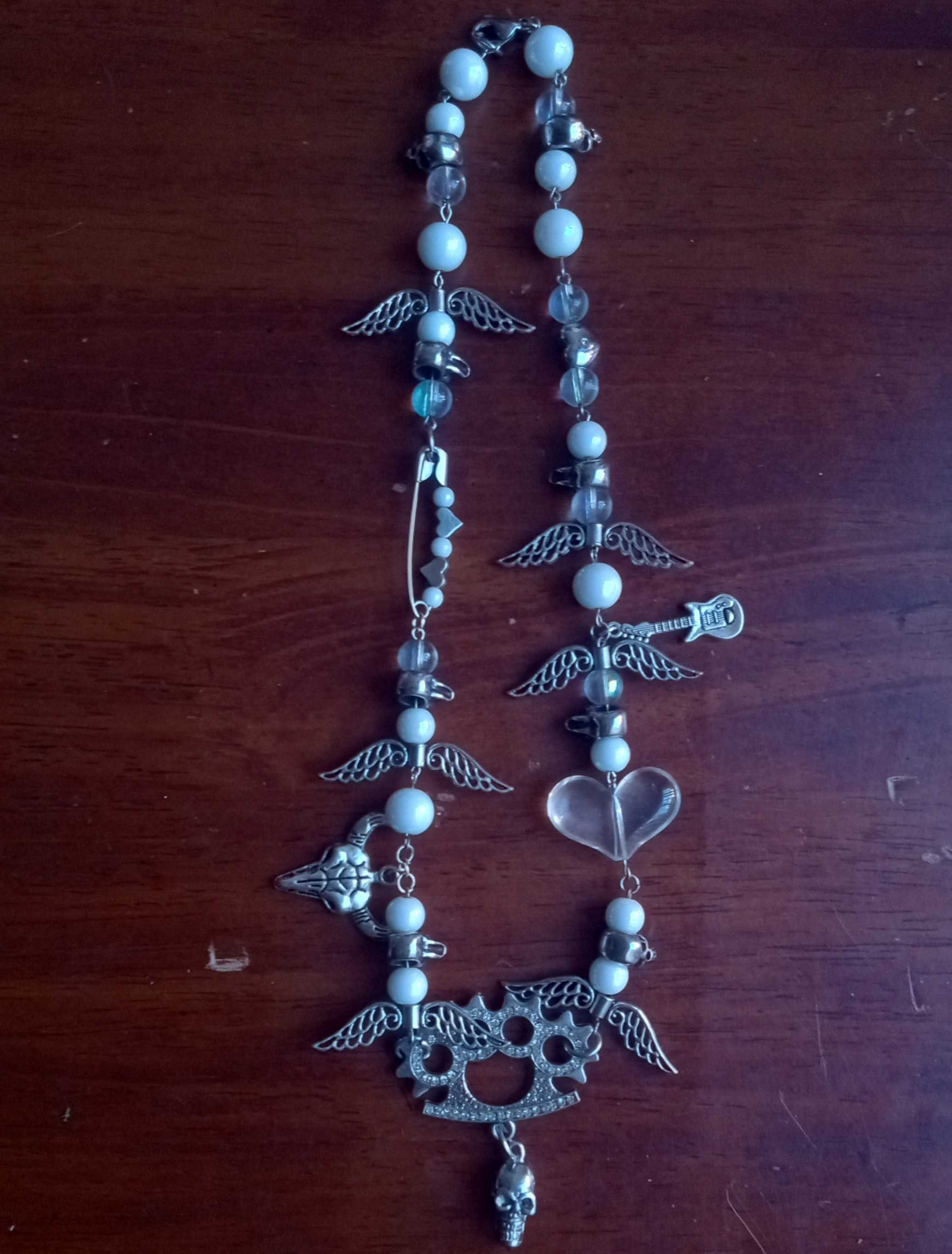 beaded brass knuckle necklace